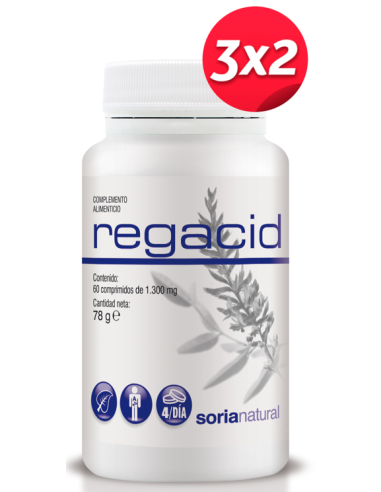 Pack 3X2 Regacid Acidez 60 Comprimidos de Soria Natural.