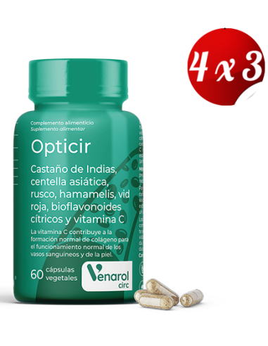 Pack 4x3 Opticir 60 Capsulas Vegetales de Herbora