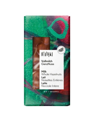 Chocolate Con Leche Y Avellanas Enteras 100 Gramos Bio Vivani