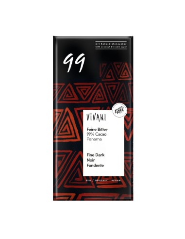 Chocolate Negro 99% Panama Azucar Coco 80 Gramos Vegan Vivani