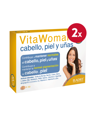 Pack de 2 uds Vita Woman Cabello Piel Y Uñas 30Comp. de Eladiet