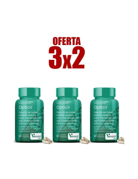 Pack 3x2 Opticir Castaño-Centella-Ruscus-Vid-Hamameli 60Cap