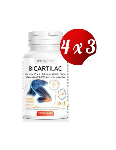 Pack 4x3 Bicartilac 100 capsulas de Intersa
