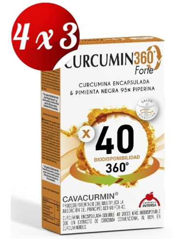 Pack 4x3 Curcumin 360 Forte 60 capsulas de Intersa