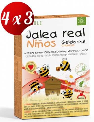 Pack 4x3 Bipole Jalea Real Fresca Infantil 20 ampollas de Intersa