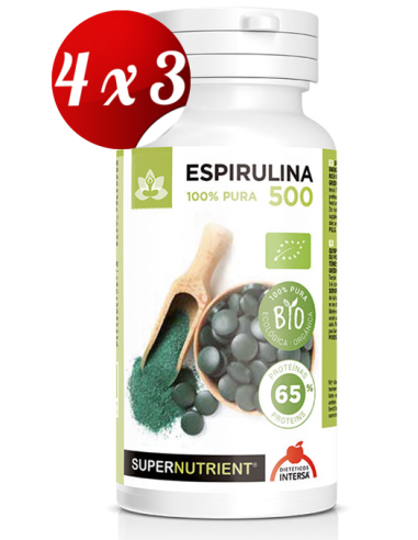 Pack 4x3 Espirulina 180 comprimidos de Intersa