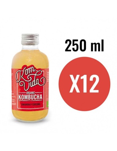 Kombucha Zanahorias y Cúrcuma Bio 12x250ml Komvida