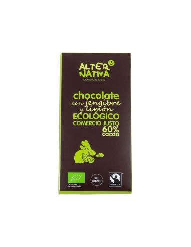 Chocolate 60% cacao con jengibre y limon bio 80 g Alternativ