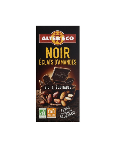 Chocolate Negro Con Trocitos De Almendras Bio, 100 G de Altereco