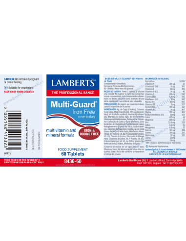 Multi-Guard Iron Free 60 Comprimidos de Lamberts