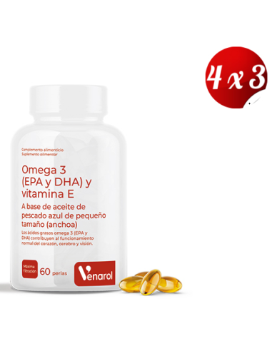 Pack 4x3 Omega 3 (Epa Y Dha) Y Vitamina E 60  Perlas de Herbora