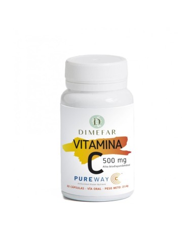 Vitamina C-500 Pureway Frasco 30 cápsulas de Dimefar