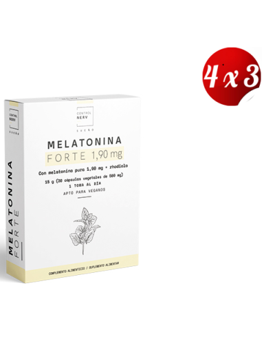 Pack 4x3 Melatonina Forte 1,90 Mg  30 Capsulas Vegetales de Herbora