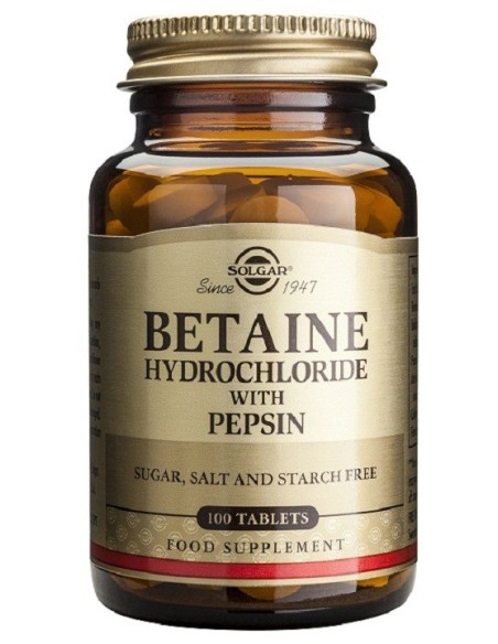 Betaína Clorhidrato con Pepsina  100 comprimidos Solgar