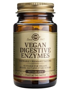 Vegan Enzimas Digestivas  50 comprimidos masticables Solgar