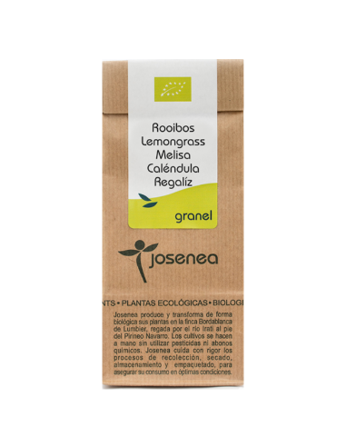 Rooibos-Lemongrass-Melisa-Caléndula-Regaliz Bio 50 Gr. Bolsa Kraft Granel 50 Gr. de Josenea