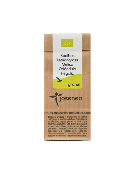 Rooibos-Lemongrass-Melisa-Caléndula-Regaliz Bio 50 Gr. Bolsa Kraft Granel 50 Gr. de Josenea