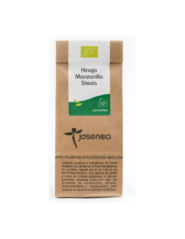 Hinojo-Manzanilla-Stevia Bio 10 Pir.  Bolsa Kraft 10 Pirámides de Josenea