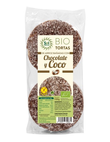Tortas De Arroz Con Chocolate Y Coco Bio 100 Gramos  Sol Natural