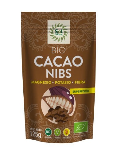 Cacao Nibs Bio 125 Gramos  Sol Natural