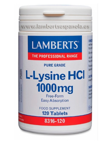 L-Lisina Hcl 1000Mg. 120 Comprimidos de Lamberts