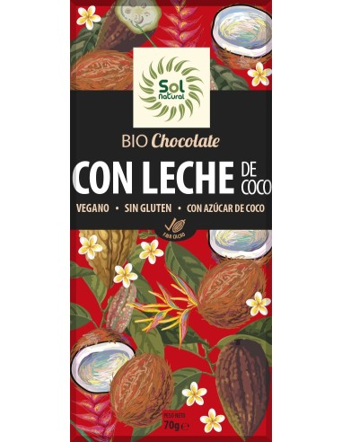 Tableta Chocolate Con Leche De Coco Bio 70 Gramos  Sol Natural