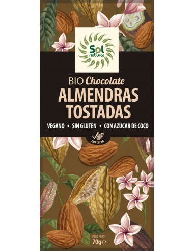 Tableta Chocolate Y Almendras Tostadas Bio 70 Gramos  Sol Natural