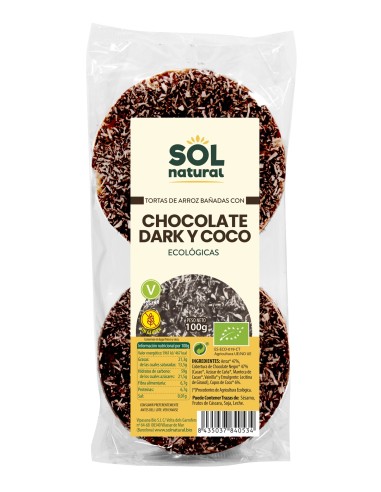Tortas De Arroz Con Chocolate Dark Y Coco Bio 100 Gramos  Sol Natural
