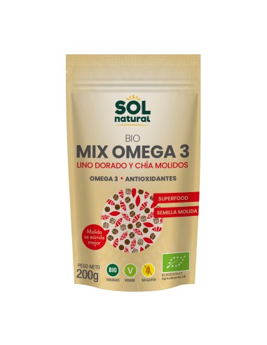 Mix Omega 3 Lino&Chia Molidas Bio 200 Gramos  Sol Natural