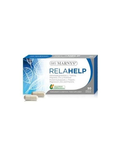 Relahelp   Hidrolizado Proteínas Leche+L-Teanina+Mg+Zinc+ Biotina+Vitaminas 30 Cápsulas Vegetales Marnys