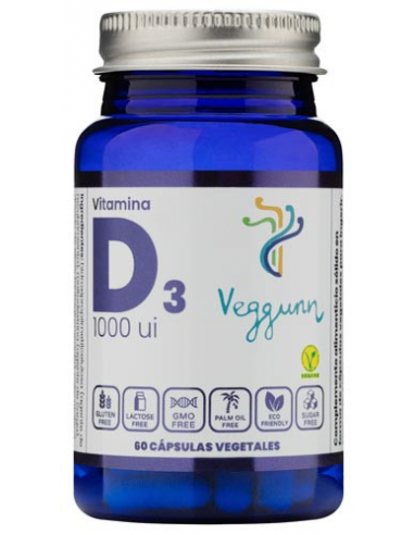 Vitamina D3 Caps Veg (1.000 Ui) Bote Cristal, 60 Cápsulas Veg Veggunn