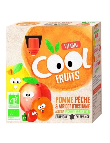 Vitabio - Cool Fruits Manzana Melocoton albaricoque 4 x 90 g de Baby Bio