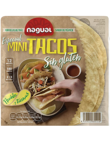 Tortilla De Maíz Especial Mini Tacos S/G 180 g - 12/u de Nagual