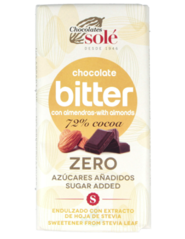 Chocolate Negro 72% Con Almendra Y Stevia 100G Chocolates Sole