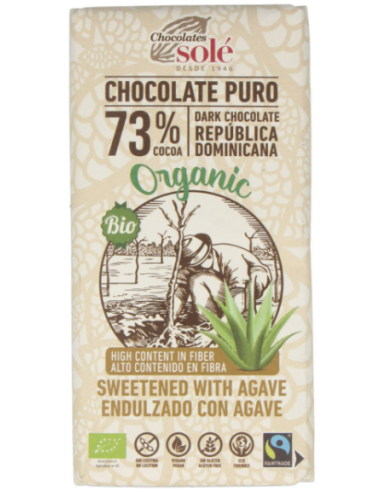Chocolate Negro 73%  Con Agave 100 Gramos Eco Sg Chocolates Sole