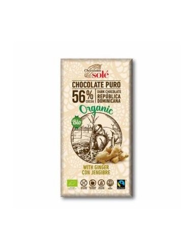 Chocolate Negro 56% Con Jengibre 100 Gramos Eco Chocolates Sole