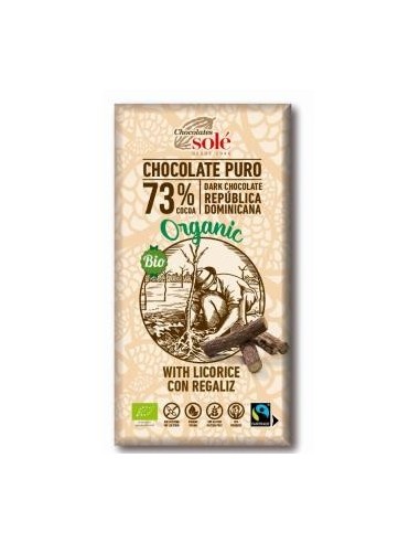 Chocolate Negro 73% Con Regaliz 100 Gramos Bio Sg Chocolates Sole