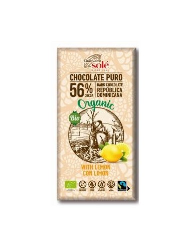 Chocolate Negro 56% Con Limon 100 Gramos Eco Sg Vegan Chocolates Sole