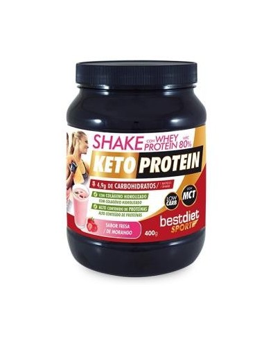 Shake Whey Protein 80% Sabor Fresa 400 Gramos Keto Protein