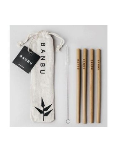 Banbu Set Pajitas De Bambu+Limpiador 4Uds. Banbu