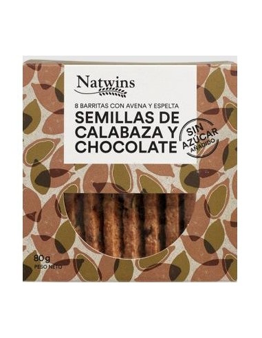 Barritas De Semillas De Calabaza Y Chocolate 80 Gramos Natwins