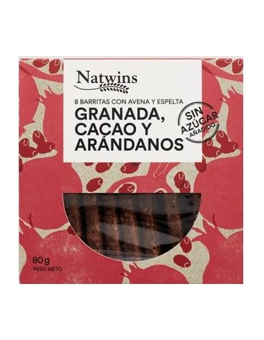 Barritas De Granada Cacao Y Arandanos 80 Gramos Natwins