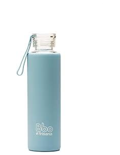 Botella Vidrio Bbo Azul Con Silicona 550 Mililitros Irisana