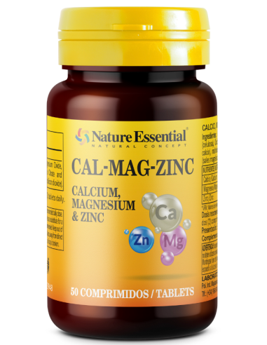 Calcio, magnesio y zinc 520 mg. 50 comprimidos de Nature Essential