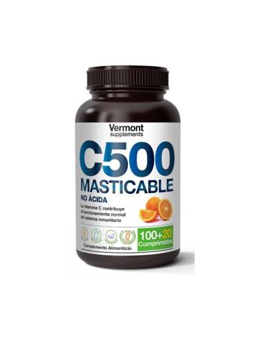 C500 Naranja No Acida Masticable 100+20 Comprimidos Vermont Supplements