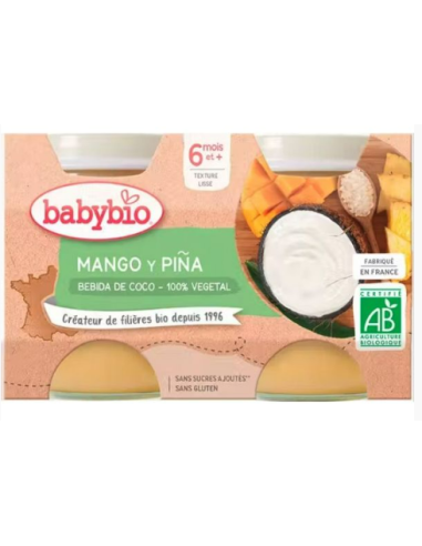 Babybio YOGUR Coco Mango Piña  2x130g de Baby Bio