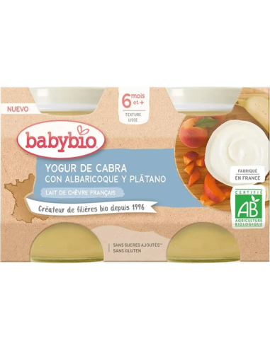 Babybio YOGUR ALBARICOQUE PLATANO (Cabra) 2x130g de Baby Bio
