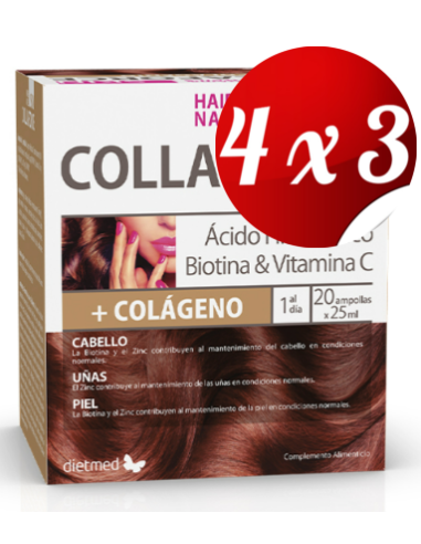 Pack 4x3 uds Collaforce Skin Hair&Nails  20X25Ml Ampollas De Dietmed
