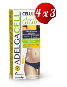 Pack 4x3 uds Adelgacell Celulite Drain Solución Oral 600Ml De Dietmed