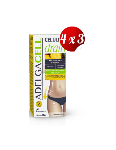 Pack 4x3 uds Adelgacell Celulite Drain Solución Oral 600Ml De Dietmed